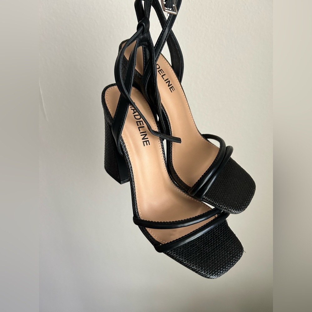 Black Strappy Block Heel Sandals